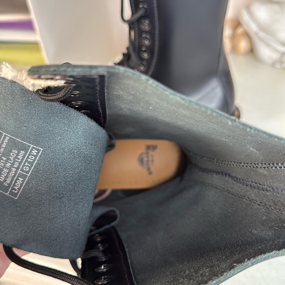 DR MARTENS BLACK 1914 SMOOTH LEATHER HIGH LACE UP BOOTS SIZE 7 NWOB - Picture 7 of 12